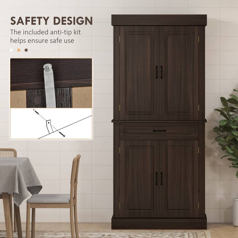 Wood Sideboard Cabinet Kitchen Pantry with Raised Doors & 2 Large Cabinets, Tall Storage Cabinet with Wide Drawer