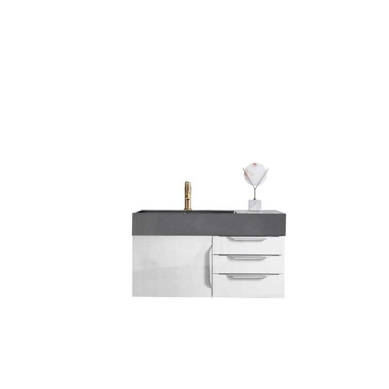 James Martin Vanities Mercer Island 36" Single Vanity, Glossy White with Brushed Nickel Hardware