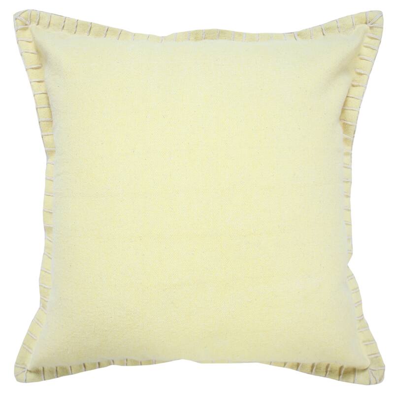 Handwoven Solid Square Throw Pillow Cover with Flanged Border - 20" - Yellow