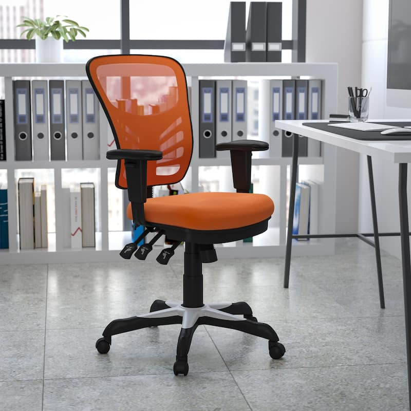 Mid-back Blue Mesh Adjustable Ergonomic Office Chair - Orange