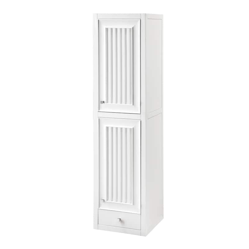 Athens 15" Tower Hutch - Right, Glossy White - 14.8 x 14.9 x 57.8