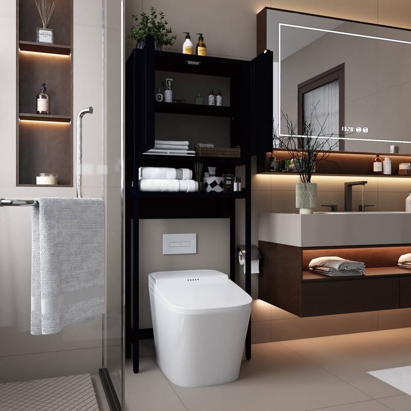 Toilet storage rack, independent bathroom, laundry room, space saving,Black
