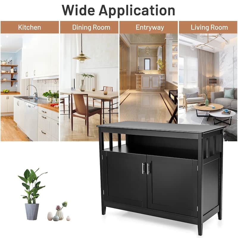 Modern Wooden Kitchen Storage Cabinet -Black - 44.9" x 20.1" x 35.8" (L x W x H)