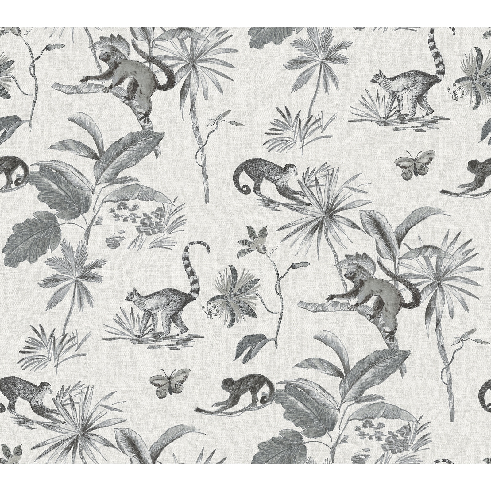 York Wallcoverings Grey Botanicals and Lemurs Peel and Stick Wallpaper