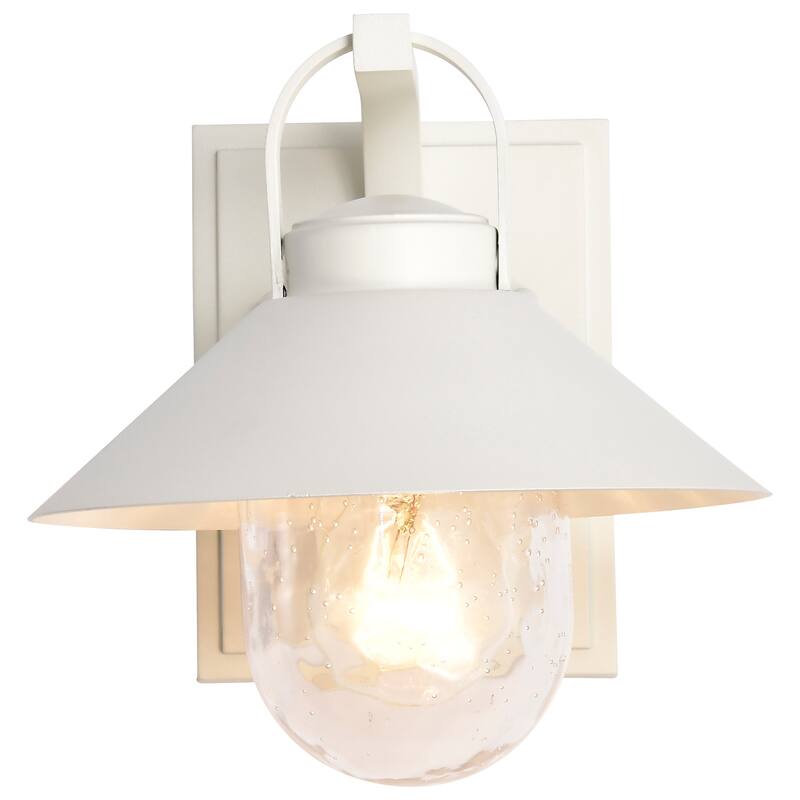 Ridge Small Outdoor Lantern White Finish Clear Seeded Glass