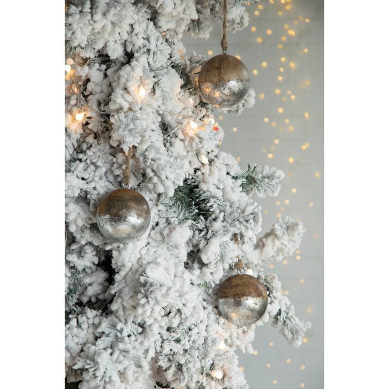 D4" Christmas Ball Ornaments, Wood Decorative Hanging Ball Christmas Tree Ornaments for Holiday Decorations, Set of 8