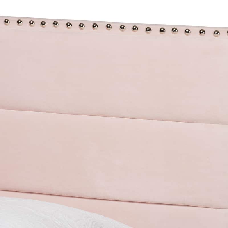 Tamira Contemporary Glam Velvet Fabric Twin Size Panel Bed