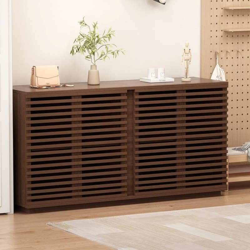Modern 60" Large Storage Cabinet for Living Room or Bedroom with Hollow Door Design