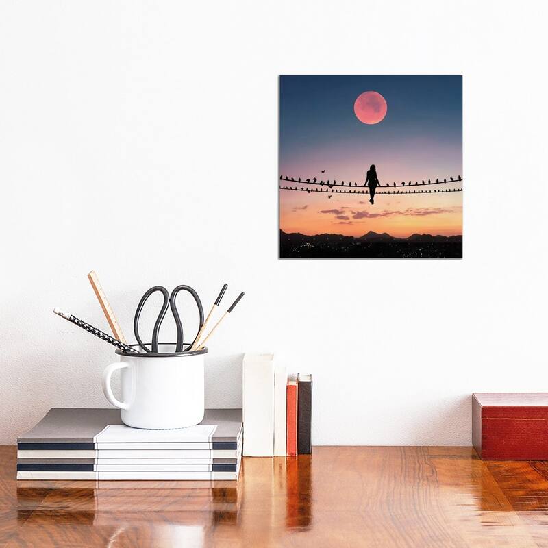 iCanvas "Bird On The Wire" by Abdullah Evindar Canvas Print - 12x12x1.5