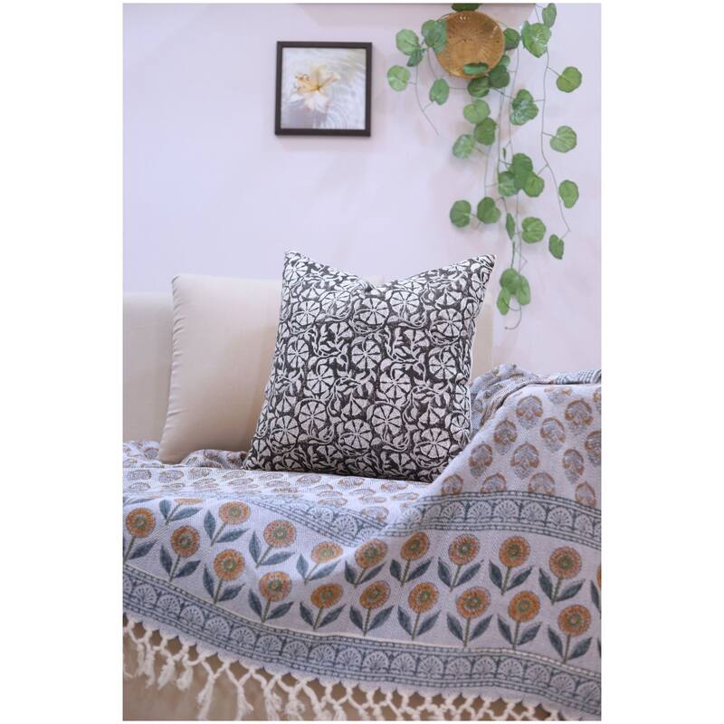 Fabdivine Linen Square Block print pillow Cover
