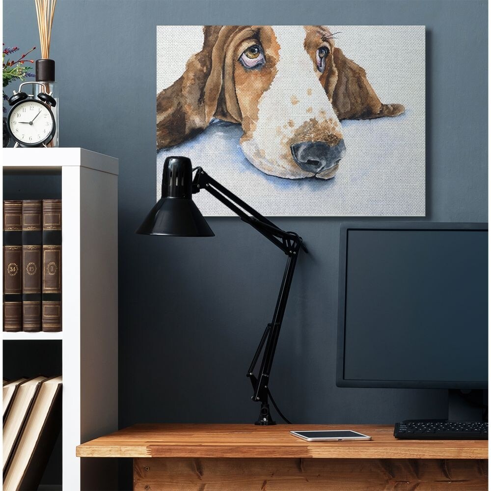 Stupell Cute Dog Head Basset Hound Pet Animal Watercolor Painting 16x20 Proudly Made in USA Multi Color Bed Bath Beyond 28700538