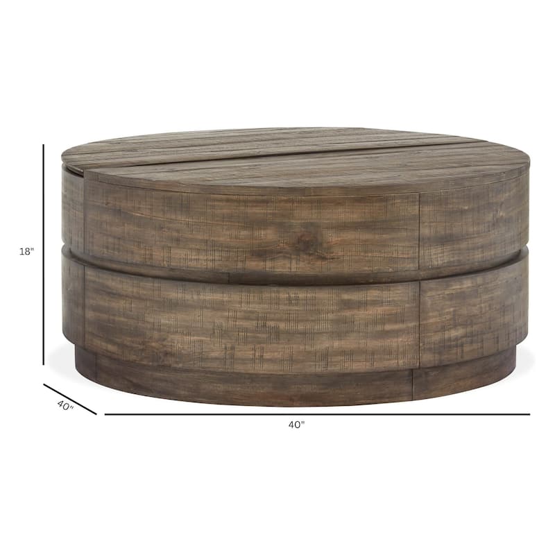 Magnussen Home Baisden Tobacco Round Lift Top Cocktail Table with Casters - 40''W x 40''D x 18''H