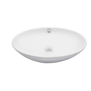Miseno Bright White 24-3/4" Oval Porcelain Vessel Bathroom Sink