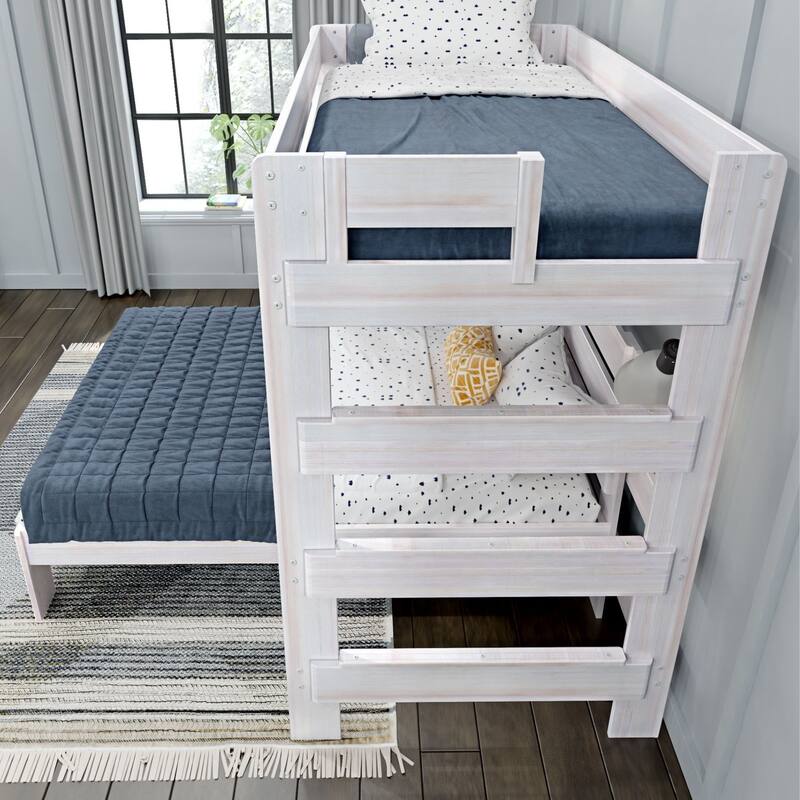 Max and Lily Farmhouse Twin over Full L Shaped Bunk Bed with Desk