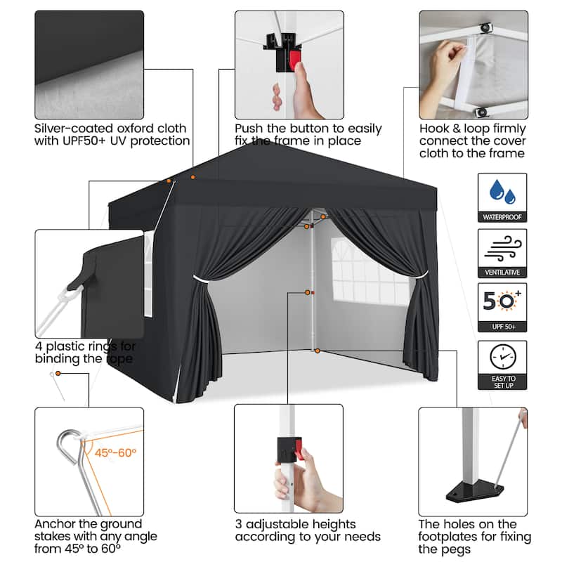 Yaheetech 10x10ft Pop Up Canopy with Sidewall Window for Marketing