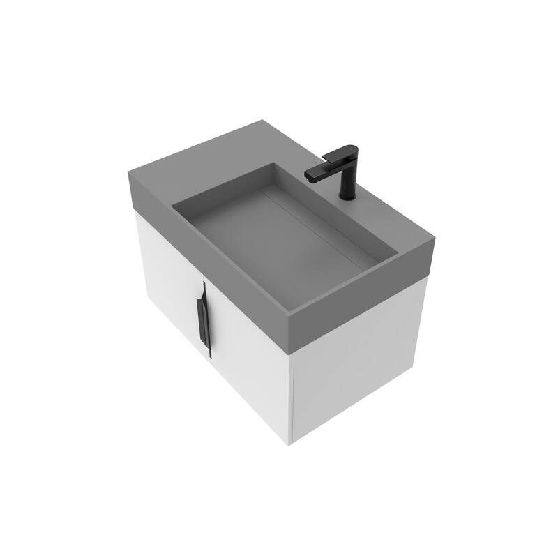 Amazon 30" Wall Mounted Bathroom Right Basin Vanity Set w/ Gray Top