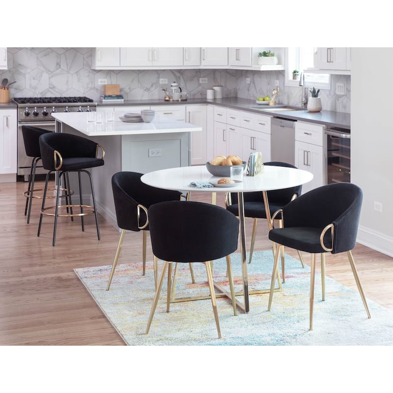 Silver Orchid Battista Glam Gold Upholstered Chair - N/A