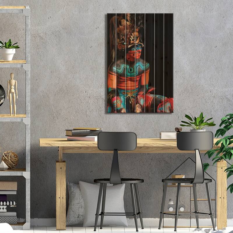 Tribal I Print On Wood by Janet Fikar - Multi-Color