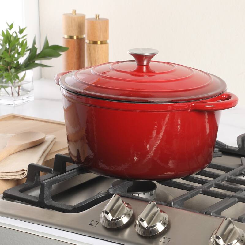 Gibson Home Enameled Cast Iron Dutch Oven Pot with Lid