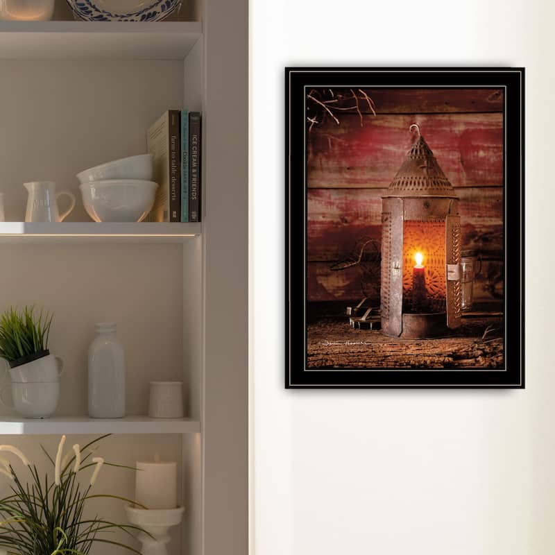 TrendyDecor4U Farmhouse "Tinner's Lantern" Framed Print Wall Art by Irvin Hoover - Rustic Tone