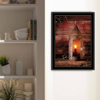 TrendyDecor4U Farmhouse "Tinner's Lantern" Framed Print Wall Art by Irvin Hoover - Rustic Tone