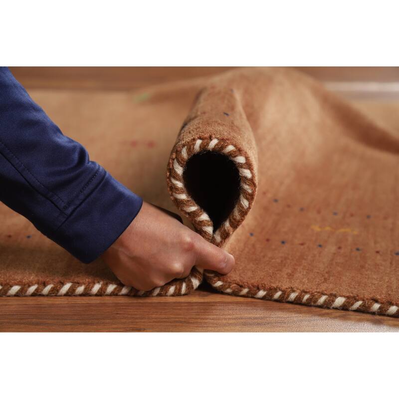 Hand Knotted Oriental 100% Wool Carpet Tribal Animal Pictorial Brown Gabbeh Area Rug - 5' 10'' X 4' 0''