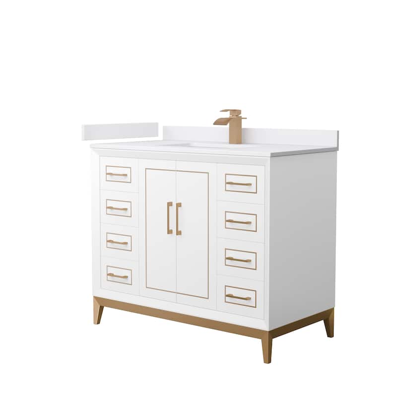 Marlena 42-Inch Single Vanity Set, Cultured Marble Top - White, Bronze Trim, White Cultured Marble Top