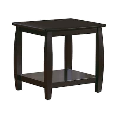 Wood End Table with Bottom Shelf , Espresso