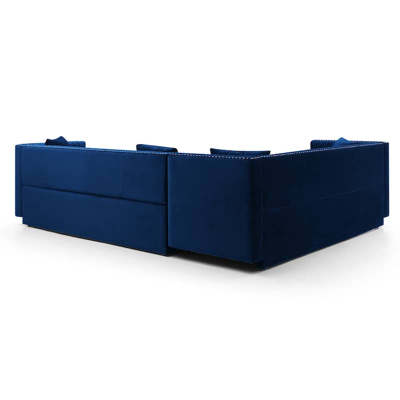 100.8'' Velvet Vertical Channel Tufted Sectional Sofa - Modern 6-Seat Corner Couch with 4 Pillows