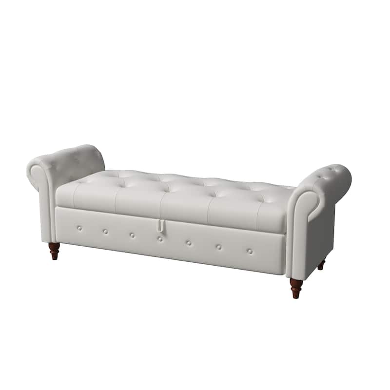 Modern Storage Bench Bed Bench with Rolled Arms