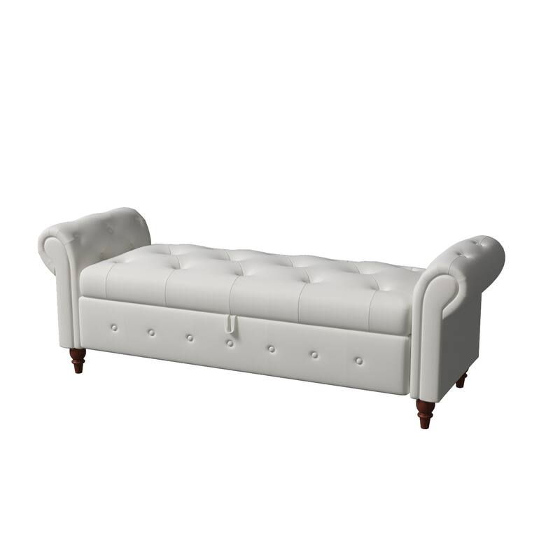 Modern Storage Bed Bench,Shoe Bench,Footrest with Rolled Arms