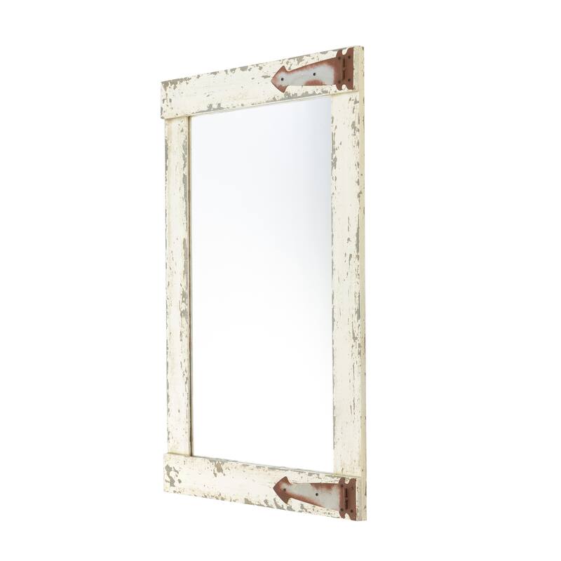 Serenad Farmhouse Distressed White Wall Mirror