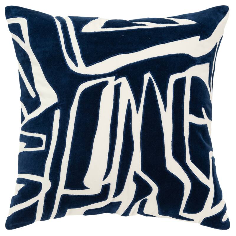Rizzy Home Contemporary Pillow Cover - 20" x 20" - Ivory/Dark Blue