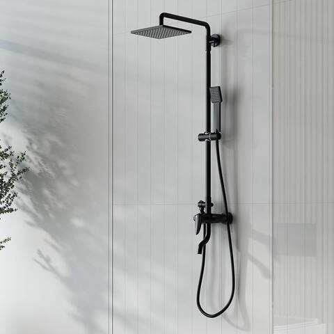 Eridanus Matte Black Wall Mounted Shower With 8 Inch Rainfall Shower Head