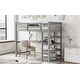 preview thumbnail 4 of 28, Twin Size Loft Kids Bed with Desk, Storage Shelves, Solid Wood, Space-Saving Design, Grey