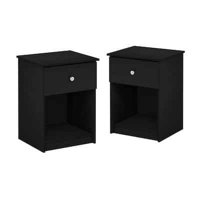 Furinno Lucca Nightstand with One Drawer, 2-Pack