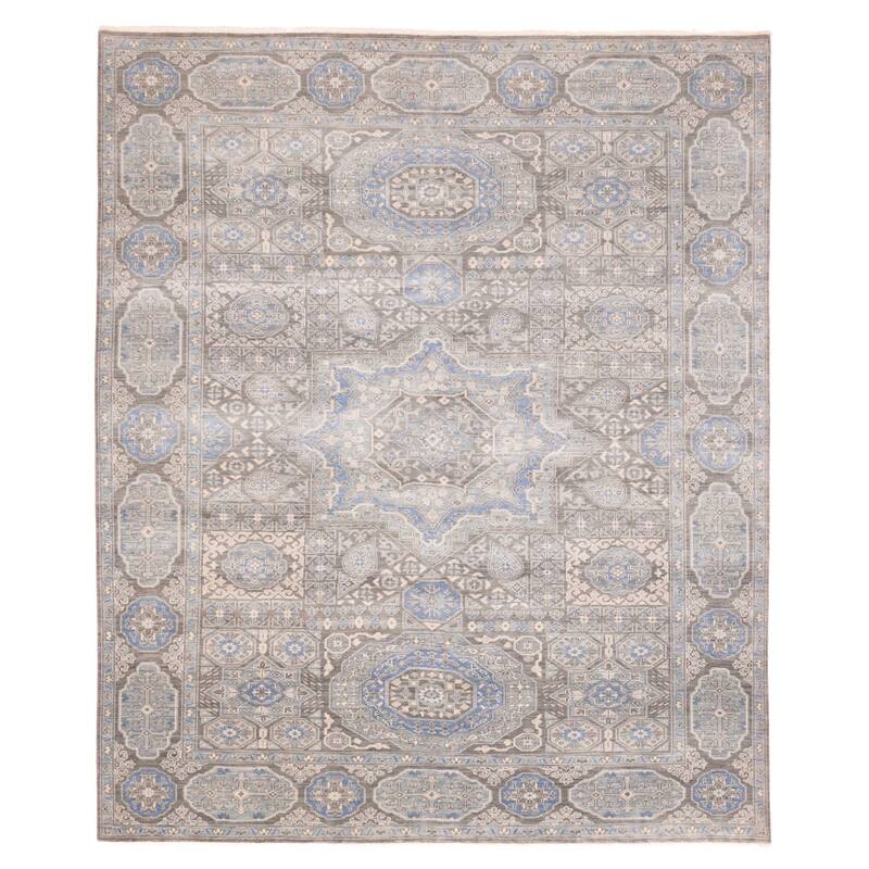 ECARPETGALLERY Hand-knotted Mamluk Grey Wool Rug - 8'3 x 9'9