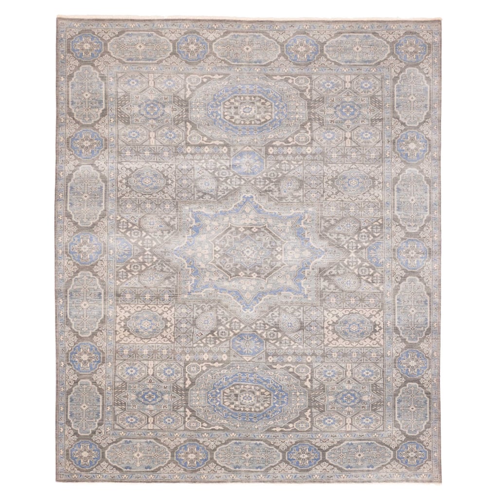 ECARPETGALLERY Hand-knotted Mamluk Grey Wool Rug - 8'3 x 9'9