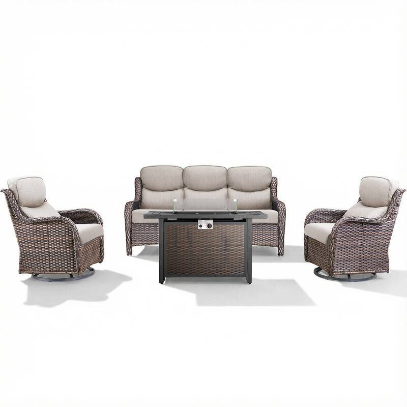 Pocassy 4/5 Piece Patio Sofa Furniture Set with 43" Fire Pit Table