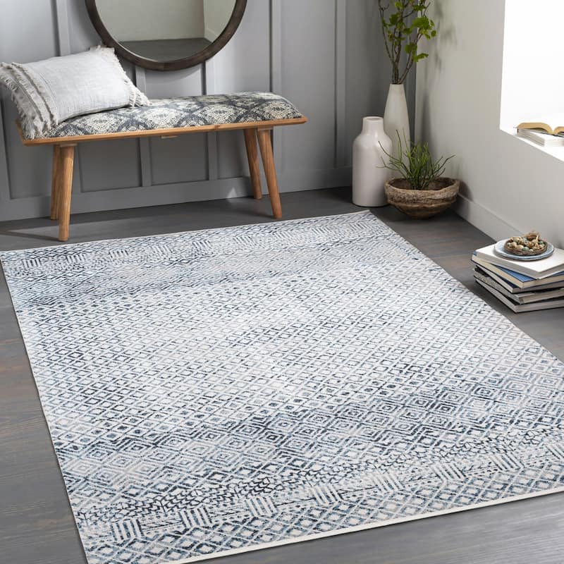 Livabliss Lavadora Global Machine Washable Area Rug - Ink Blue - 9' 2" x 12'