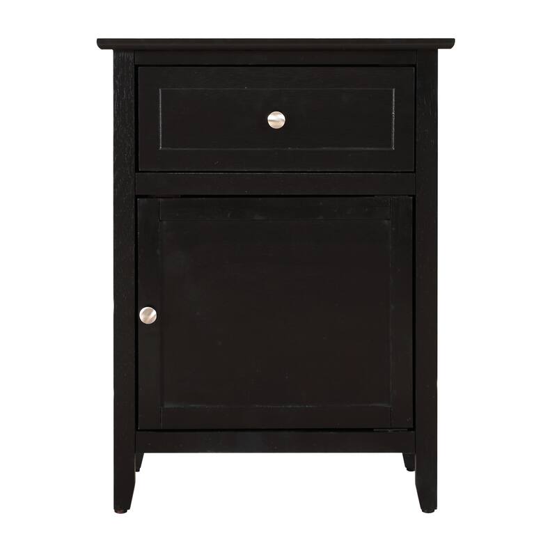 1-Drawer Black Nightstand with Modern Classic Design and Storage, 25 Inch Versatile Bedroom Side Table