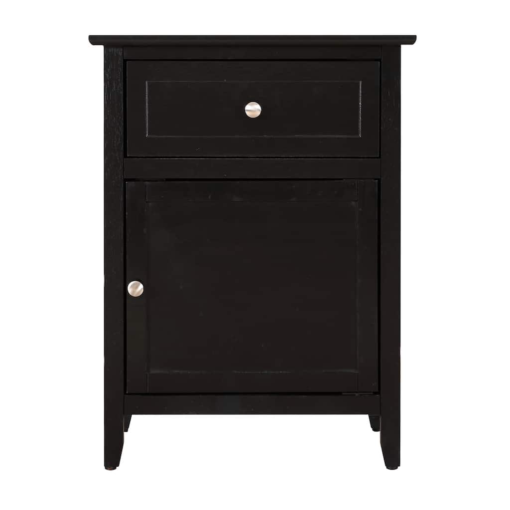 1-Drawer Black Nightstand with Modern Classic Design and Storage, 25 Inch Versatile Bedroom Side Table
