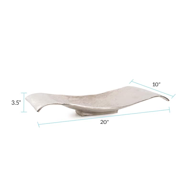 Silver Orchid Scrolled Small Metal Tray - N/A