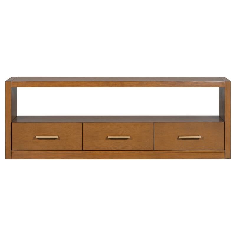 Minimalist Wood TV Stand with 3 Drawers and Large Storage Capacity Shelf for Living Room Bedroom and Office