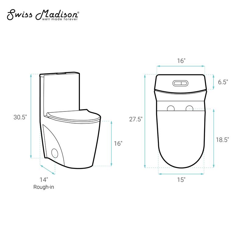 St. Tropez One-Piece 14" Rough-In 1.1/1.6 Gpf Dual Top Vortex Flush Elongated Toilet In Matte White
