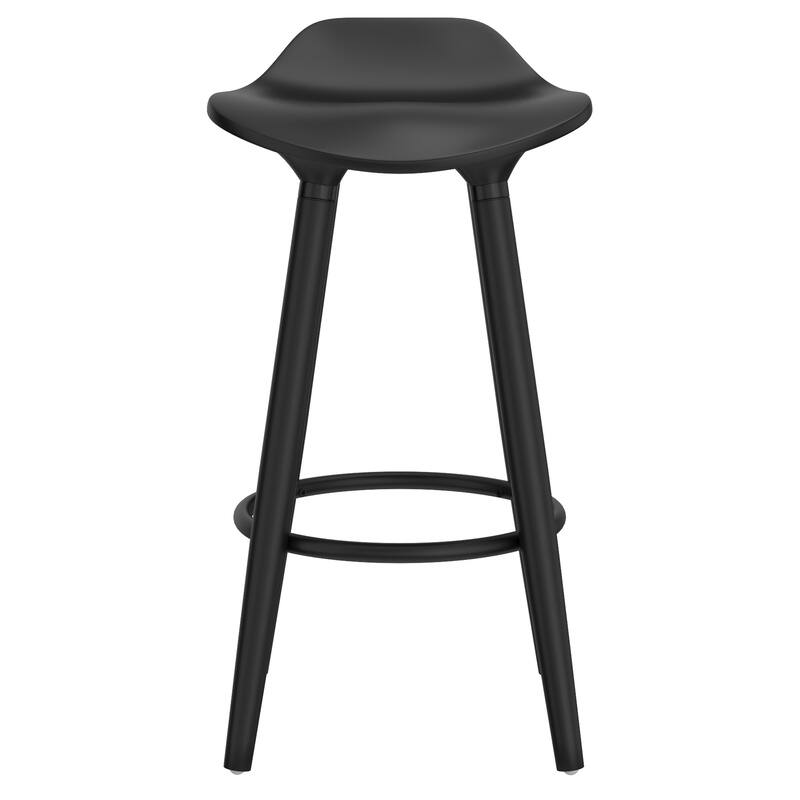 Set of 2 Mid Century ABS Plastic and Wood Backless 26" Counter Stool