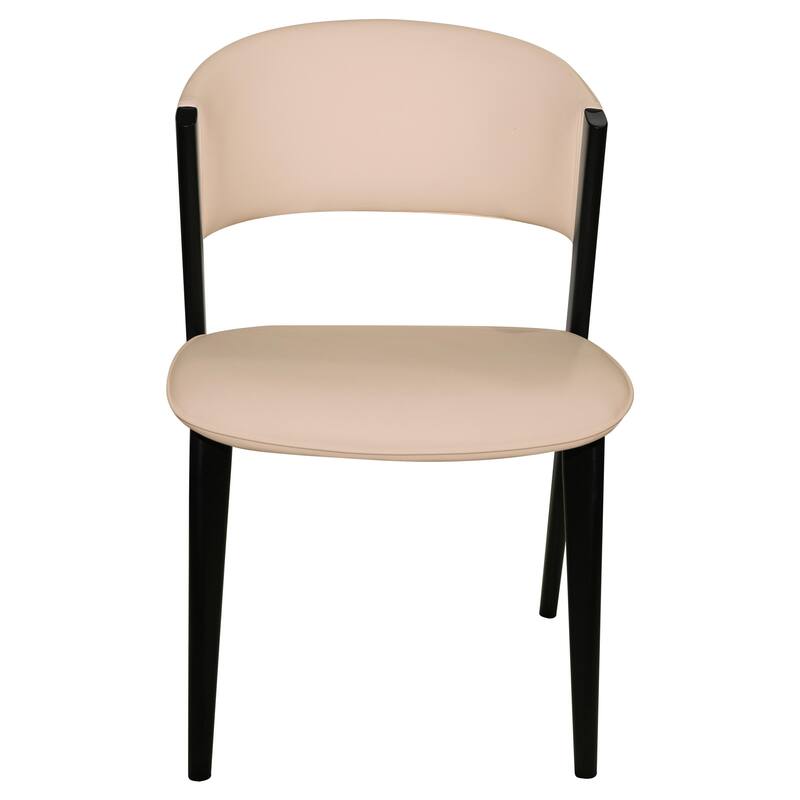 Aspen Mid-Century Modern Leather Set of 2 Leather Upholstered Dining Chairs with Open Back Side Chairs Padded Seat