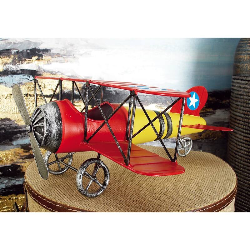 Red Metal Airplane Home Wall Decor