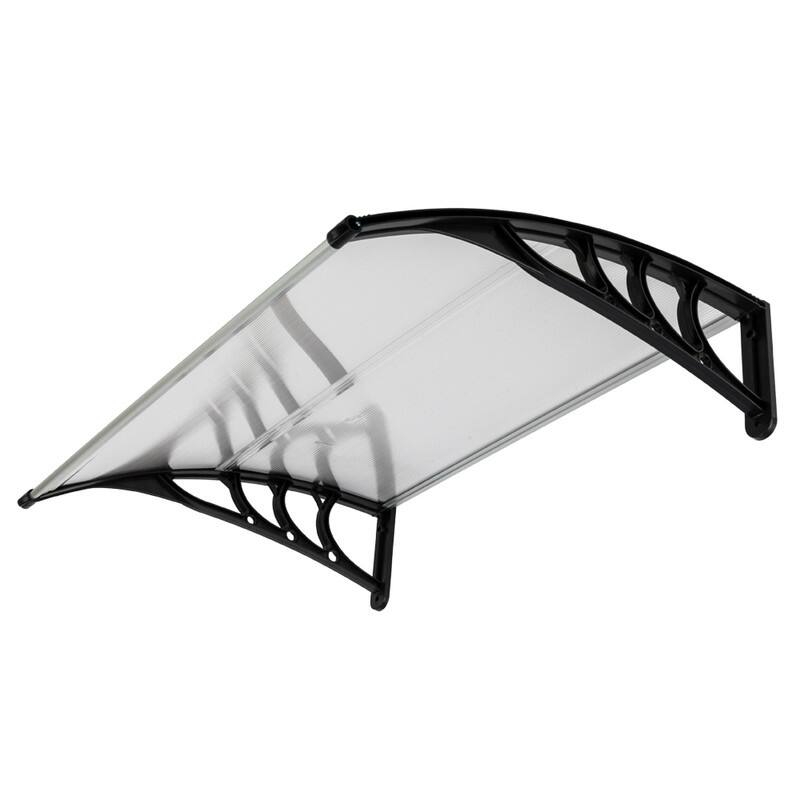 100 x 80CM Manual Door & Window Rain Awning - Black-Bracket
