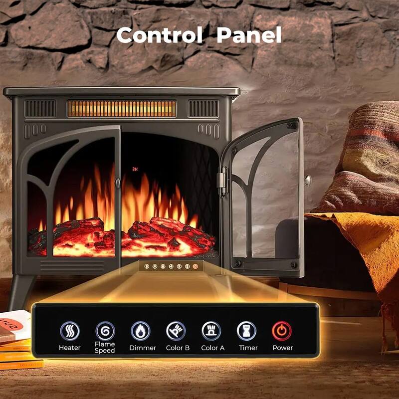 Freestanding Fireplace Heater with Realistic Flame,Portable Remote Control - 4.2"D x 9.24"W x 9.55"H